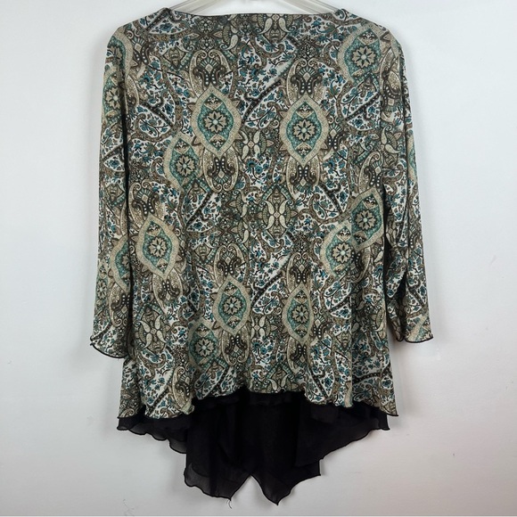 Vintage Venezia Paisley Babydoll Top Asymmetrical Hem Mesh Fairycore XL 14 16 - Picture 8 of 11